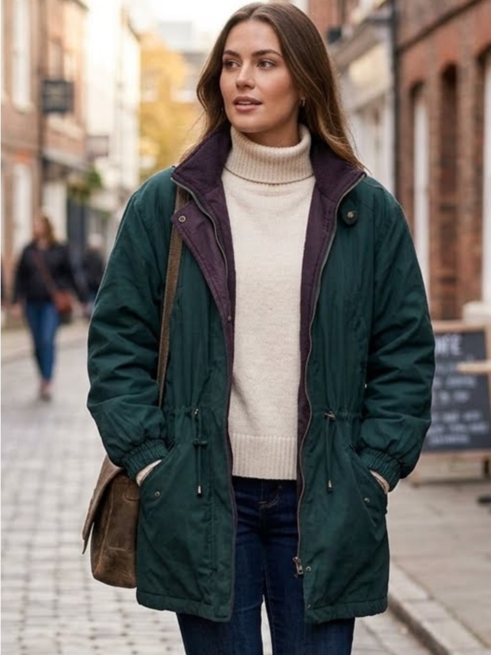 Larry Levine Dark Green Utility Jacket with Purple Trim